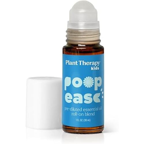 Plant Therapy Kids PoopEase Essential Oil Roll-On 30 mL (1 oz) Eases Bloating, Cramps, and Constipation, Safe & Effective for Kids & Adults, Easy Mess-Free Application