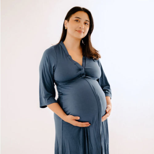Lila Labor & Postpartum Gown in Midnight Blue