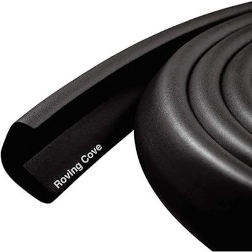 Roving Cove HeftyFit Edge Protector for Baby Proofing (6ft Large Edge Only), Heavy-Duty Soft Rubber Foam Furniture Edge Bumper Guards, Desk Edge Cushion, Wall Corner Covers, 3M Adhesive, Onyx Black