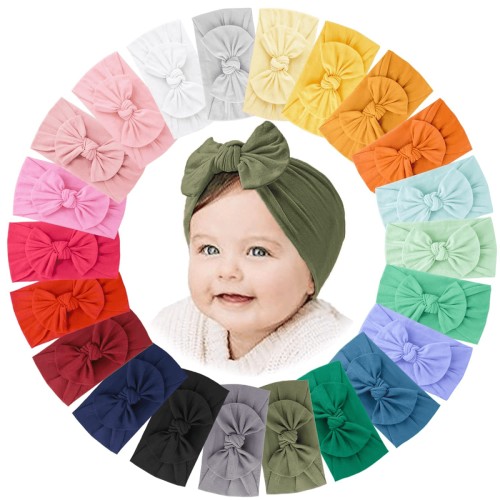 Changmaius 22 Pcs Baby Headbands Soft Nylon Hairbands with Bows Girls Hair Accessories for Newborn Infant Toddler Kids