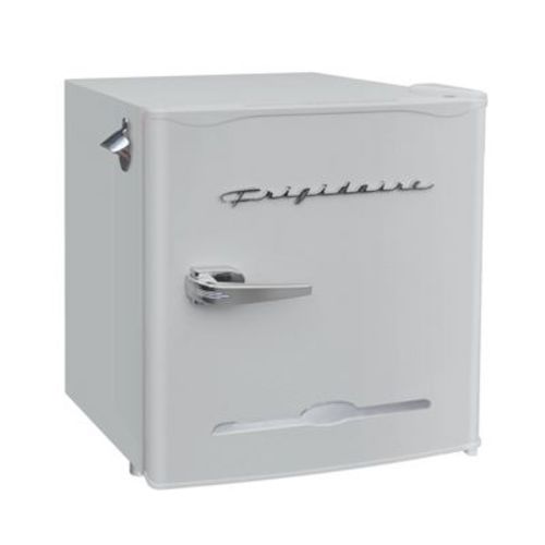Frigidaire 1.6 cu ft Retro Fridge With Side Bottle Opener Moonbeam: Compact Dorm & Skincare Refrigerator-Freezer, Manual Defrost