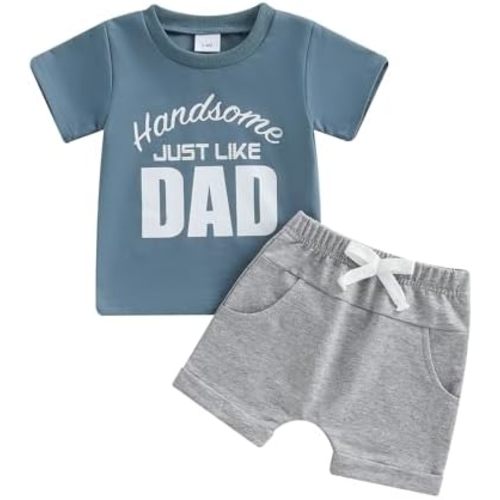 Toddler Baby Boy Summer Clothes Trucks Letters Short Sleeve T-shirt Top Elastic Waist Shorts Set Summer Outfit 2Pcs