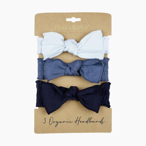 L'ovedbaby Organic Smocked Headband 3-Pack - Baby Blues, 0-12m
