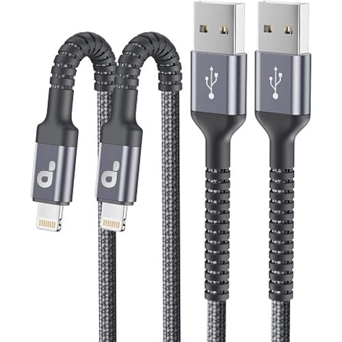 Cable de carga para iPhone, [certificación MFi de Apple] paquete de 2 unidades, cable Lightning de nailon trenzado de 10 pies de longitud, cable de carga para iPhone compatible con iPhone 14 13 12 11