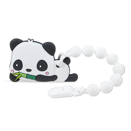Baby Teething Toys,Food Grade Silicone Teether with One-Piece Pacifier Clip Holder,Shower Gift,Highly Effective Pain Relief for 3 Months+ Boy and Girl,BPA Free,Freezer Safe. (Panda)