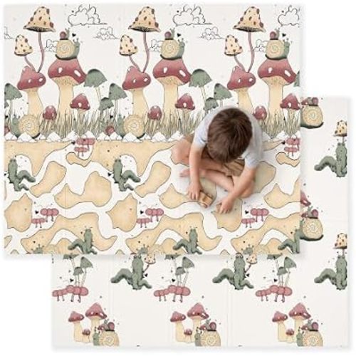 JumpOff Jo Foldable Foam Play Mat – Large Waterproof Baby & Toddler Activity Floor Mat, Double-Sided 70 x 59 Inch Play Surface