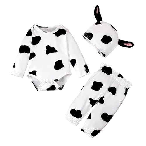 Dressy Daisy Infant Baby Cow Onesie Romper Costume Bodysuit Set with pants and Hat Size 6 to 24 Months
