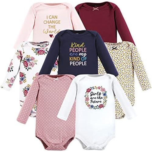 Hudson Baby Baby Girl's Cotton Long-Sleeve Bodysuits 7-Pack