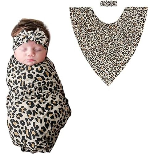 Posh Peanut Swaddle Blanket & Headband Set – Viscose from Bamboo Stretchy Baby Swaddle for Newborn Girls, Receiving Blanket or Nursing Cover