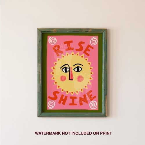 Rise and Shine Sun Print, Colorful Kids Room Decor
