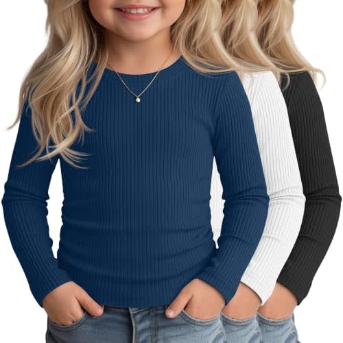3 Pack Toddler Girls Cute Long Sleeve Shirts 18M-5T