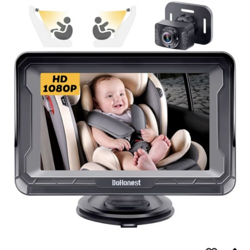 DoHonest Baby Car Camera HD 1080P - Rear-Facing Car Baby Monitor with Night Vision, Adjustable View Angle, Easy Setup, Anti-Glare Display, Safety for Kids & Infants