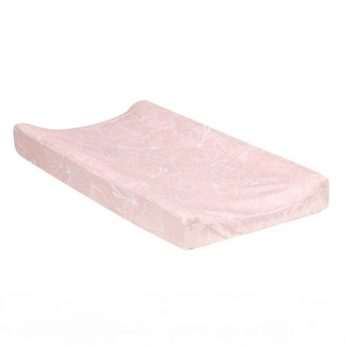 Lambs & Ivy Petals Soft Pink/white Floral Outline Baby Changing Pad Cover