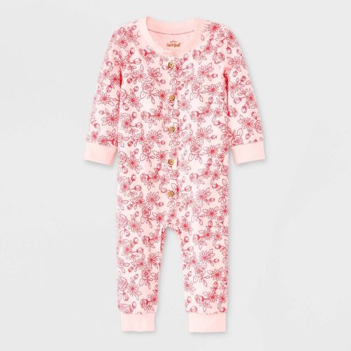 Baby Girls' Floral Romper - Cat & Jack™ Pink, Size: 0-3M