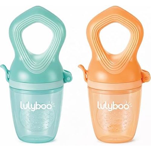 Lulyboo Infant Feeder Set of 2 - Soft Silicone Tips, Safe Food Containment for Babies 6+ Months, Perfect for Self-Feeding, Gentle on Gums, Infant Feeder Pair