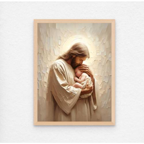 Beautiful Life, Modern Christian Art, Jesus and Children, Jesus and Baby, Jesus Christ Painting, LDS Art, Bible Wall Art, LDS Baptism Art