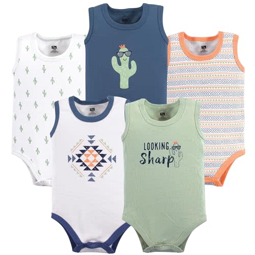 Hudson Baby Basics Unisex Baby 5-Pack Sleeveless Baby Bodysuits
