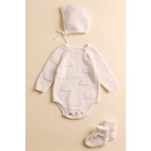 Cloud Romper & Bonnet – Oat & Marl