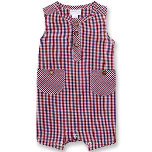 Mud Pie Baby Boys Sleeveless Gingham Jon Jon Romper