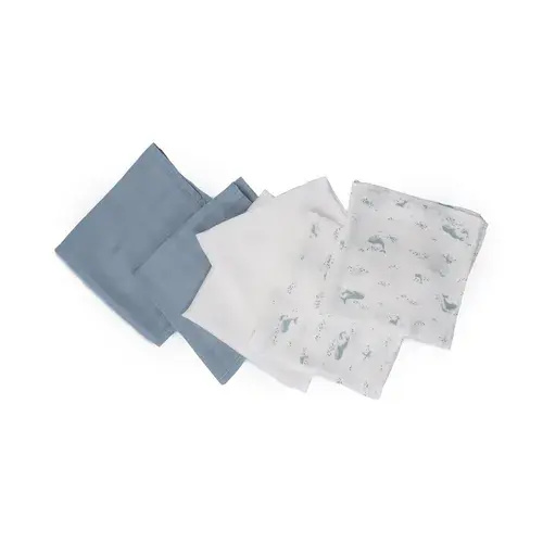 Little Bamboo Muslin Washer 6 Pack Retro Blue | Baby Bunting AU