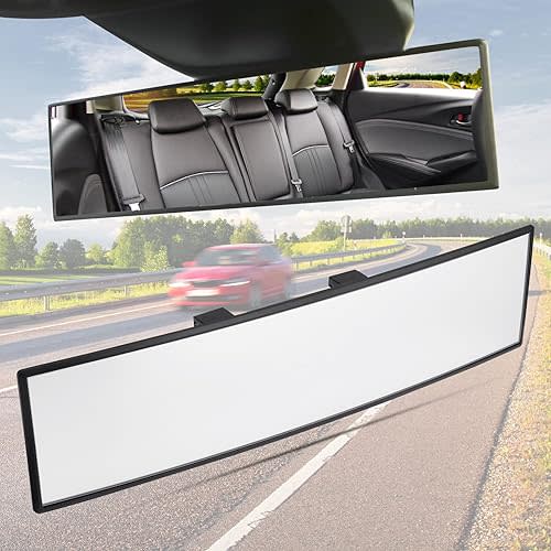 JOYTUTUS Rear View Mirror, Universal 11.81 Inch Panoramic Convex Rearview Mirror, Interior Clip-on Wide Angle Rear View Mirror to Reduce Blind Spot Effectively for Car SUV Trucks -Clear - Clear 1 PCS