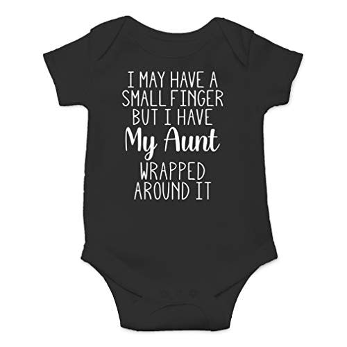 I May Have A Small Finger But I Have Aunt Wrapped Around Baby Bodysuit Funny Cute Romper Outfit