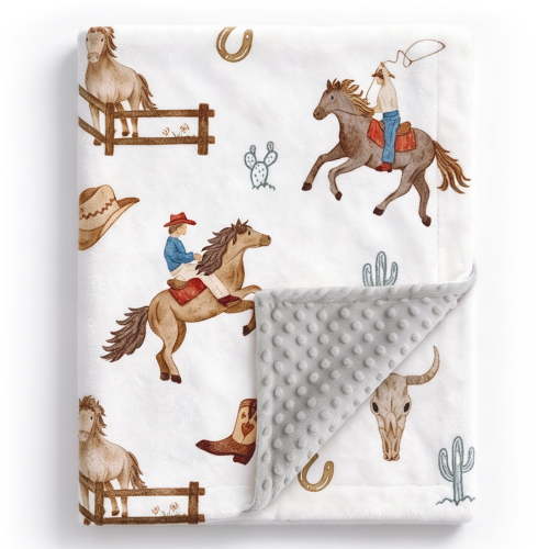 Baby Blanket for Unisex Boys Girls Soft Lightweight Minky with Double Layer Dotted Backing