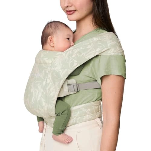 Ergobaby Embrace Baby Sling Carrier Newborn to Toddler - Breathable Baby Carriers for Summer - Sling Wrap Carrier with Hip Seat - Cozy Newborn Essentials (7-25 Pounds), Ponte Knit, Sage Meadows