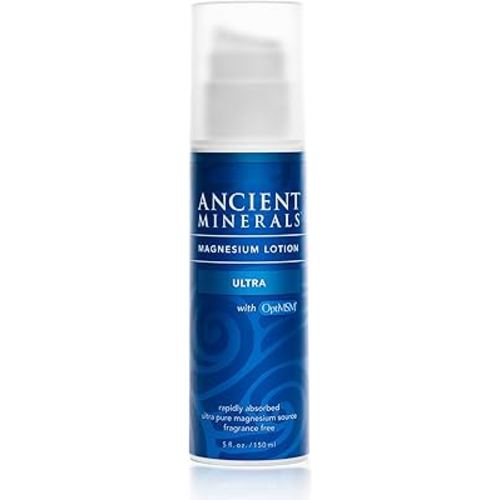 Ancient Minerals Magnesium Lotion Ultra with MSM Pure Genuine Zechstein Magnesium Lotion for Topical Application (5oz)