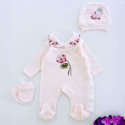 3 Piece Cotton Floral Newborn Set