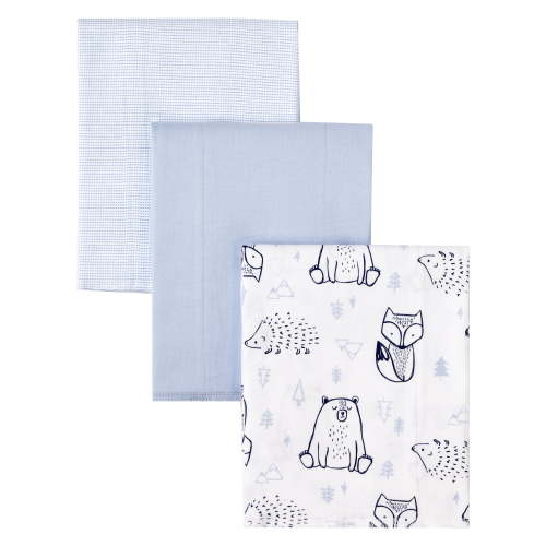 Little Star Organic Baby Boy 3 Pk Burp Cloths, One Size