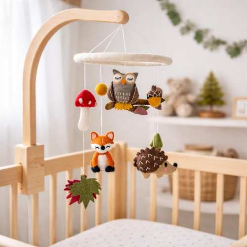 Forest Friends Felt Baby Mobile, Woodland Crib Mobile, Baby Shower's Gift, Felt Fox, Felt Owl, Felt Hedgehog