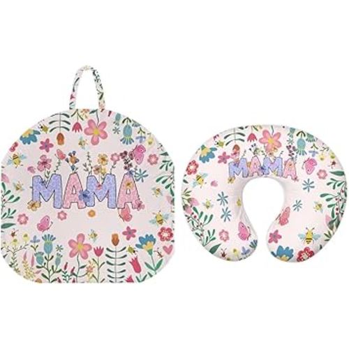 Floral Butterfly Newborn Lounger Cover & Baby Nursing Pillow Cover Set,Baby Nursing Pillow Covers for Breastfeeding Pillows,Soft Cozy Baby Round Recliner Cover for Boys Girls,MAMA（Cover Only)