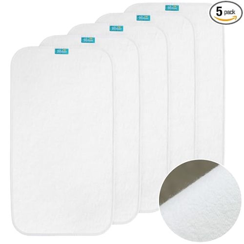 Changing Pad Liner 5 Count Waterproof Baby Diaper Changing Pad Cover 28" X 15" Larger Cotton Flannel Absorbent & Skin-Friendly Portable Changing Pad Liners (Solid Improved Thickness)