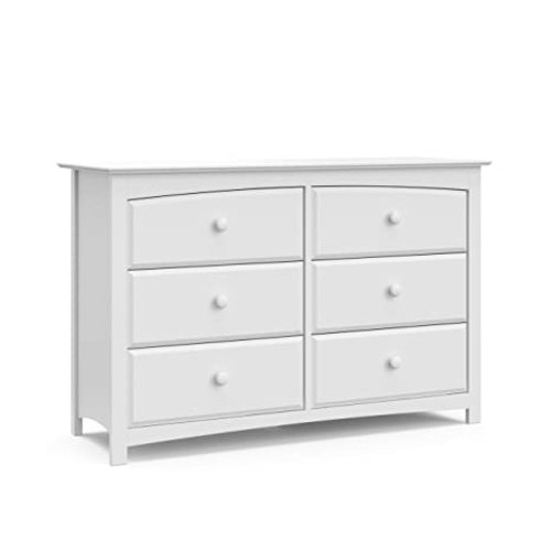 Storkcraft Kenton 6 Drawer Double Dresser (White) For Kids Bedroom, Nursery Dresser Organizer, Chest Of Drawers For Bedroom, Universal Design For Children’s Bedroom