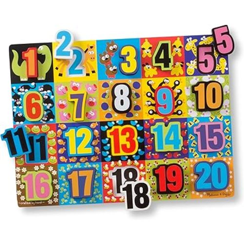 Melissa & Doug Jumbo Numbers Wooden Chunky Puzzle (20 pcs)