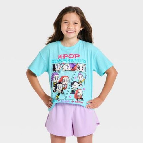 Girls' KPop Demon Hunters Snacks Short Sleeve Graphic T-Shirt - Blue XS