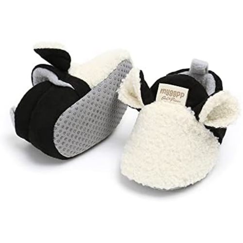 GDSDYM Baby Booties Cozy Fleece Slippers Soft Baby Shoes With Gripper Soles, Winter Warm Infant Newborn Crib Sock Shoes First Walkers