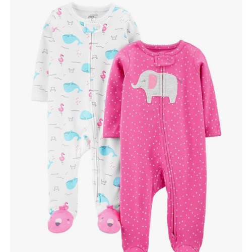 Simple Joys by Carter's Baby Girls' Cotton Footed Sleep and Play, Pack of 2