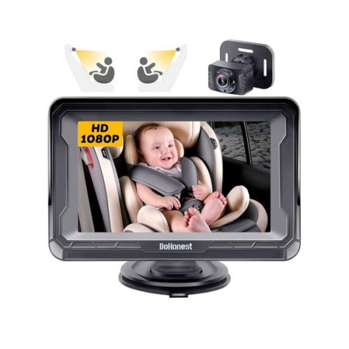 DoHonest Baby Car Camera HD 1080P - Rear-Facing Car Baby Monitor with Night Vision, Adjustable View Angle, Easy Setup, Anti-Glare Display, Safety for Kids & Infants