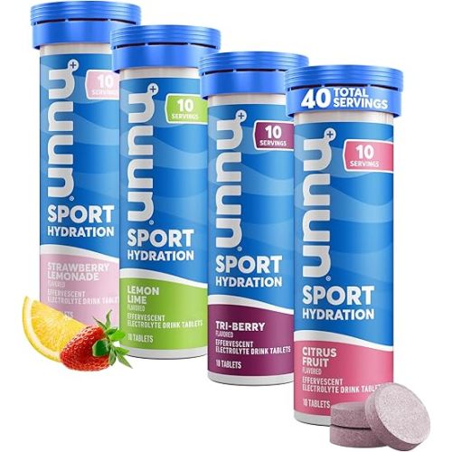 Nuun Sport Electrolyte Tablets for Proactive Hydration, Mixed Flavors, 4 Pack (40 Servings)