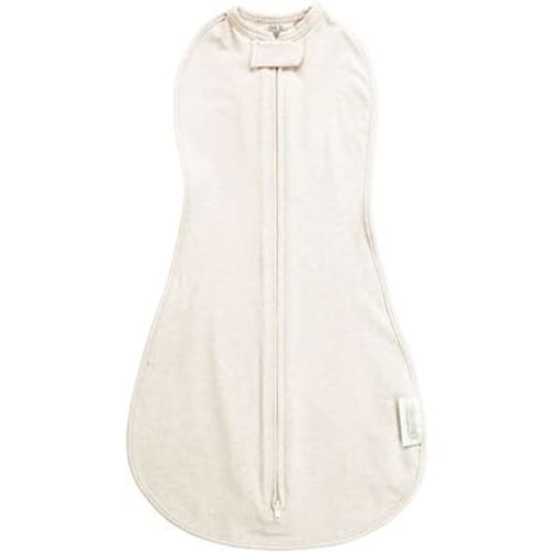 Woombie Original Swaddling Blanket - Cotton Baby Swaddle - Wearable Blanket, Organic Cream, 5-13 lbs