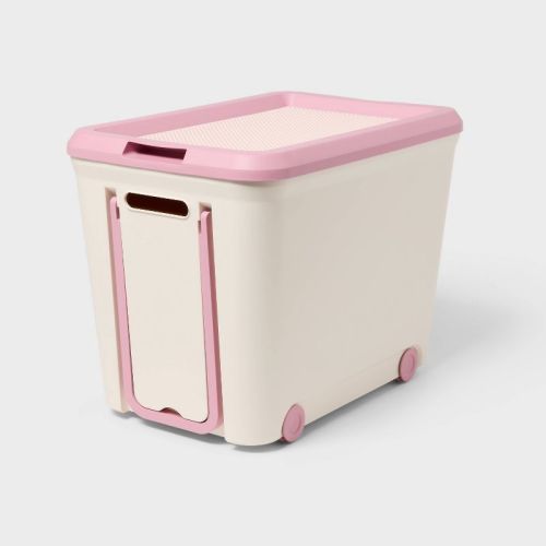 11.58gal Building Brick Play Rolling Storage Tub Pink - Brightroom™