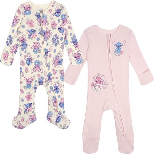 Disney Baby Girls 2 Pack Zip Up Sleep N' Plays Newborn to Infant Sizes (Newborn - 24 Months)