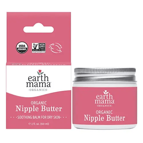 Organic Nipple Butter Breastfeeding Cream by Earth Mama | Lanolin-free, Safe for Nursing & Dry Skin, Non-GMO Project Verified, 2-Fluid Ounce (Packaging May Vary)