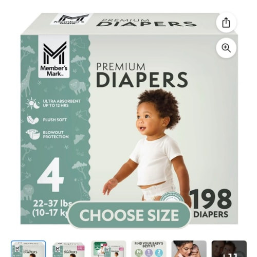 Member's Mark Premium Baby Diapers, Sizes Newborn - 8 - Samsclub.com