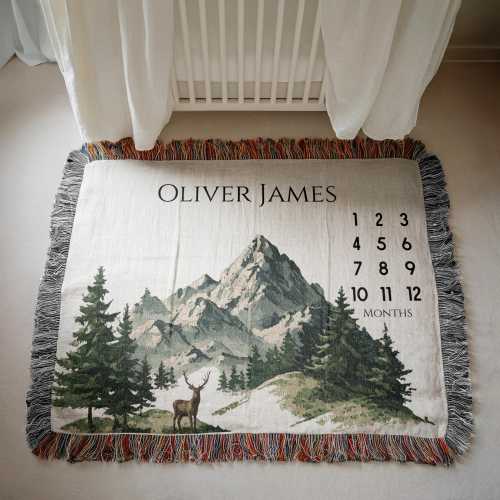 Forest Milestone Blanket Woodland Nursery Decor Woodland Monthly Baby Blanket Forest Baby Shower Gift Woodland Baby Blanket for Pictures