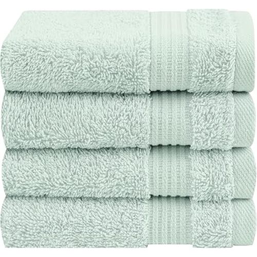 Cotton Paradise 100% Cotton Turkish Washcloth Set for Bathroom, 4 Piece Soft Absorbent Small Hand Face Towels Wash Rags, Mint