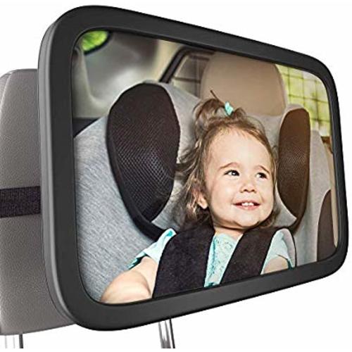 Bambinii Baby Mirror For Car- 360° Adjustable, Rear Facing Car Seat Mirror For Crystal Clear View Of Baby For Safe Driving - Shatterproof, Convex Backseat Safety Monitor Mirror For Newborns & Toddlers