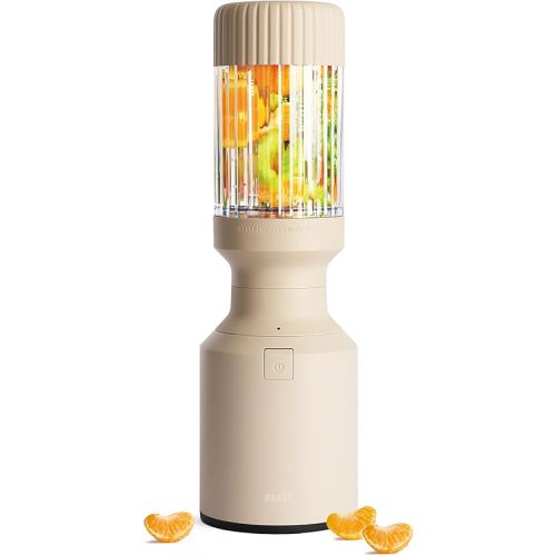 The Beast Mini Blender | Mini Countertop Kitchen Blender | Blend Smoothies and Shakes, Dressings, Sauces, Dips | Straw Cap and Straws Included | 600W (Sand)